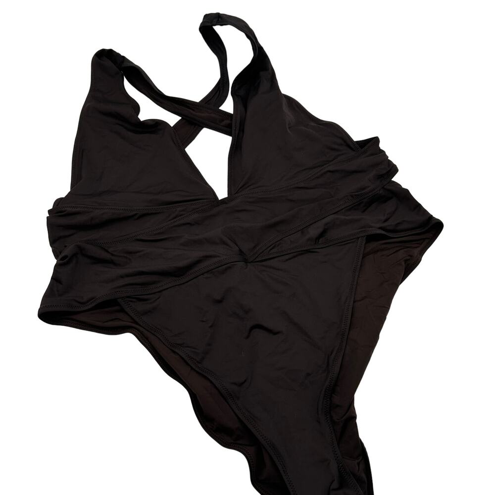 Skims Black Recycled Swim Cut Out Plunge Monokini Swimsuit Size 4X NWT